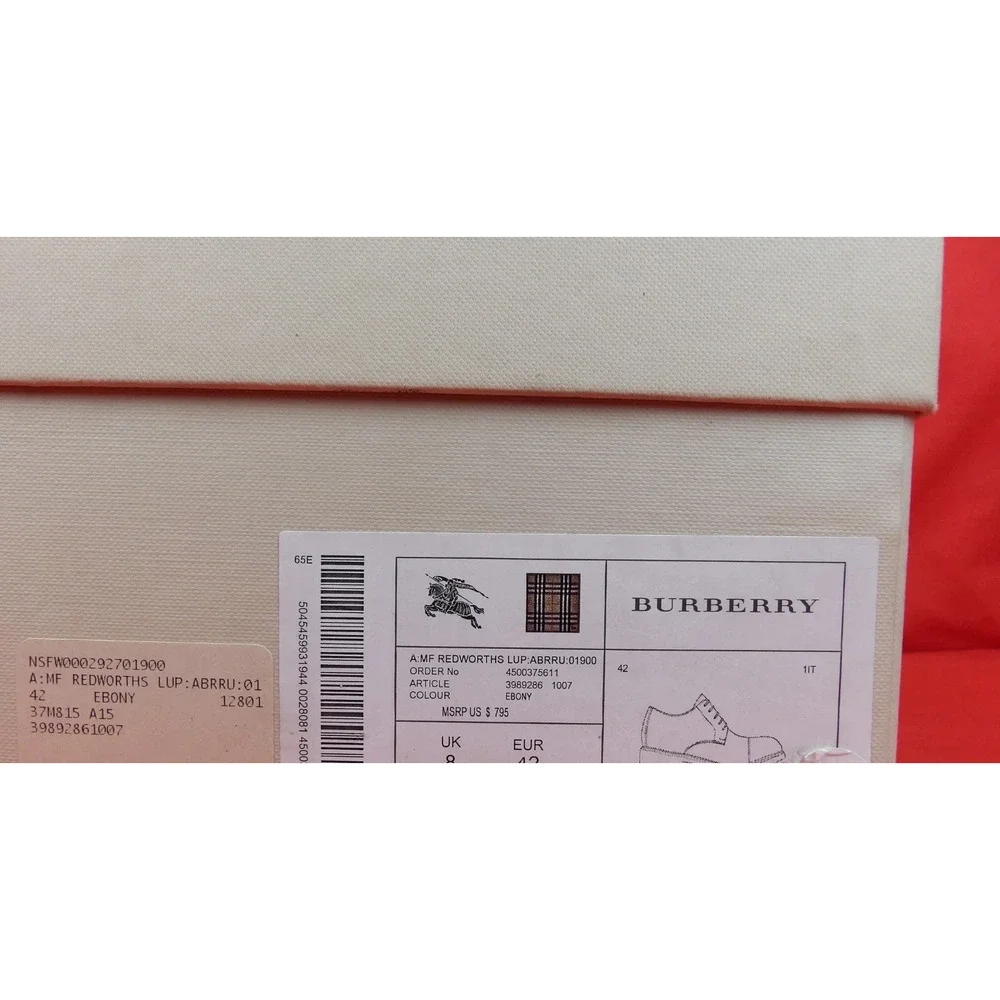 NIB BURBERRY REDWORTHS BROWN LEATHER SHEARLING DERBY OXFORDS 43.5 $795 ITALY - Picture 12 of 12